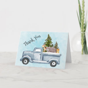 Kersttruck met bomen en dieren kaart