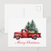 Kersttruck met boom2 feestdagenkaart (Voorkant / Achterkant)