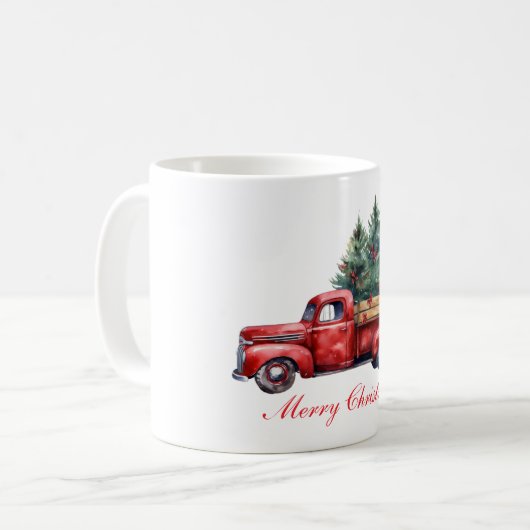 Kersttruck met boom2 koffiemok (Voorkant links)