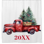 Kersttruck met boom douchegordijn (Voorkant)