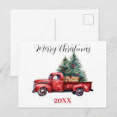 Kersttruck met boom feestdagenkaart (Voorkant / Achterkant)