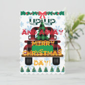 Kersttruck met boom feestdagenkaart (Staand voorkant)