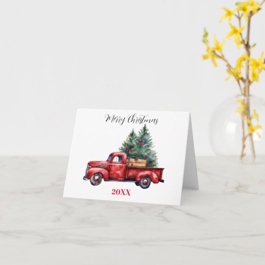 Kersttruck met boom kaart (Gele Bloem)