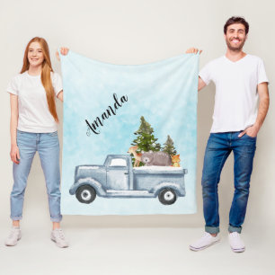 Kersttruck met kalveren fleece deken