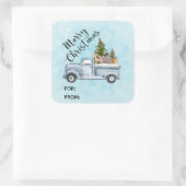Kersttruck met kalveren vierkante sticker (Tas)