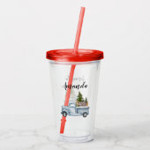 Kersttruck met pijnbomen en bosdieren acryl drinkbeker (Achterkant)