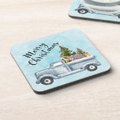 Kersttruck met pijnbomen en bosdieren bier onderzetter (Linkerzijde)