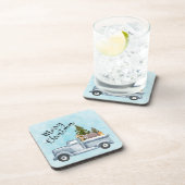 Kersttruck met pijnbomen en bosdieren bier onderzetter (Rechterzijde)