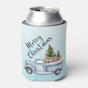 Kersttruck met pijnbomen en bosdieren blikjeskoeler