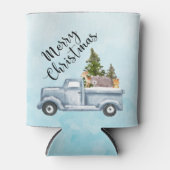 Kersttruck met pijnbomen en bosdieren blikjeskoeler (Voorkant)