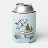 Kersttruck met pijnbomen en bosdieren blikjeskoeler (Blikje Achterkant)