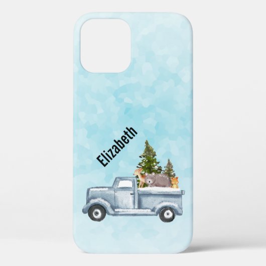 Kersttruck met pijnbomen en bosdieren Case-Mate iPhone case (Achterkant)