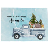 Kersttruck met pijnbomen en bosdieren groot cadeauzakje (Achterkant)