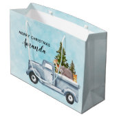 Kersttruck met pijnbomen en bosdieren groot cadeauzakje (Achterkant Gekanteld)