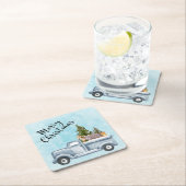 Kersttruck met pijnbomen en bosdieren kartonnen onderzetters (Insitu)