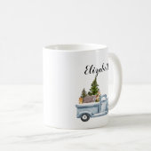 Kersttruck met pijnbomen en bosdieren koffiemok (Voorkant rechts)