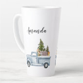 Kersttruck met pijnbomen en bosdieren latte mok (Linkerhoek)