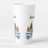 Kersttruck met pijnbomen en bosdieren latte mok (Voorkant)