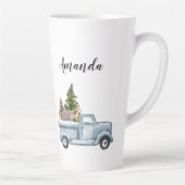 Kersttruck met pijnbomen en bosdieren latte mok (Rechts)