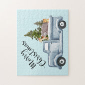 Kersttruck met pijnbomen en bosdieren legpuzzel (Verticaal)