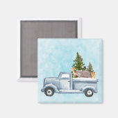 Kersttruck met pijnbomen en bosdieren magneet (Voorkant / Achterkant)