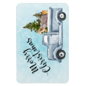 Kersttruck met pijnbomen en bosdieren magneet (Verticaal)