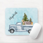 Kersttruck met pijnbomen en bosdieren muismat (Met muis)