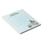 Kersttruck met pijnbomen en bosdieren notitieblok (Schuin)