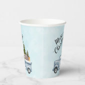 Kersttruck met pijnbomen en bosdieren papieren bekers (Rechts)