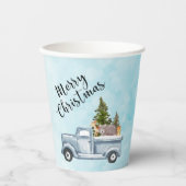 Kersttruck met pijnbomen en bosdieren papieren bekers (Voorkant)