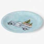 Kersttruck met pijnbomen en bosdieren papieren bordje (Gekanteld)