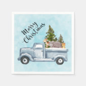 Kersttruck met pijnbomen en bosdieren servet (Voorkant)