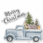 Kersttruck met pijnbomen en bosdieren sticker (Voorkant)