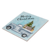 Kersttruck met pijnbomen en bosdieren tegeltje (Zijkant)