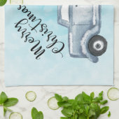 Kersttruck met pijnbomen en bosdieren theedoek (Gevouwen)