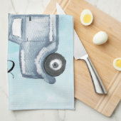 Kersttruck met pijnbomen en bosdieren theedoek (Quarter Fold)