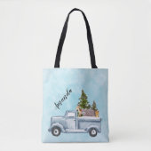 Kersttruck met pijnbomen en bosdieren tote bag (Voorkant)