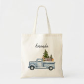 Kersttruck met pijnbomen en bosdieren tote bag (Voorkant)