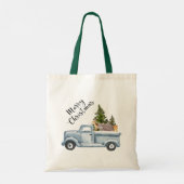 Kersttruck met pijnbomen en bosdieren tote bag (Achterkant)