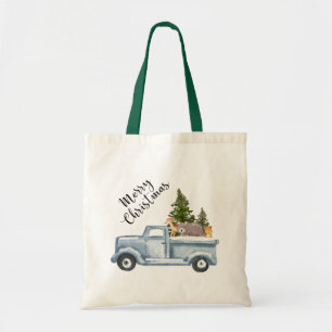 Kersttruck met pijnbomen en bosdieren tote bag