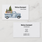 Kersttruck met pijnbomen en bosdieren visitekaartje (Voorkant / Achterkant)