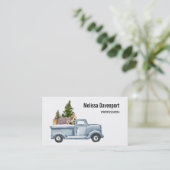 Kersttruck met pijnbomen en bosdieren visitekaartje (Staand voorkant)