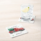  kersttruck met Snowflakes naam Kartonnen Onderzetters (Insitu)