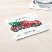  kersttruck met Snowflakes naam Kartonnen Onderzetters (Schuin)