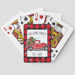 kersttruck met speelgoedmonogram pokerkaarten