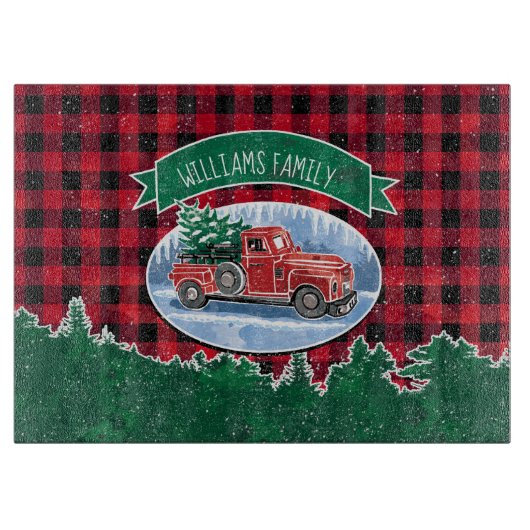  kersttruck Naam 15 x 11 inch toevoegen Snijplank (Voorkant)