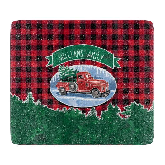  kersttruck Naam 6 x 7 inch toevoegen Snijplank (Voorkant)