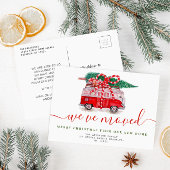 kersttruck rood script aankondiging briefkaart