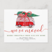 kersttruck rood script aankondiging briefkaart (Voorkant)
