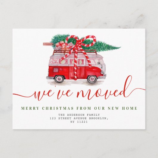 kersttruck rood script aankondiging briefkaart (Voorkant)